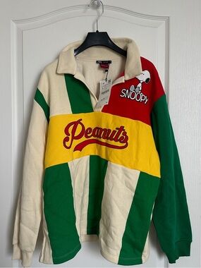 Zara Peanuts Colorblock Pullover - Red/Green/Yellow/Cream